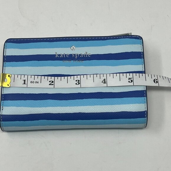 Kate Spade Schuyler Wave Stripe Medium Company Bifold Wallet blue - Picture 9 of 11